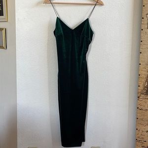Midi green velvet dress